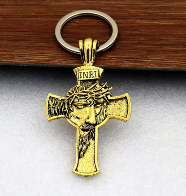 KOMI Vintage Figure Crucifix Pendant Necklace Keychain Jewelry Set Image Cross Religious Craft Gifts Car Accessories