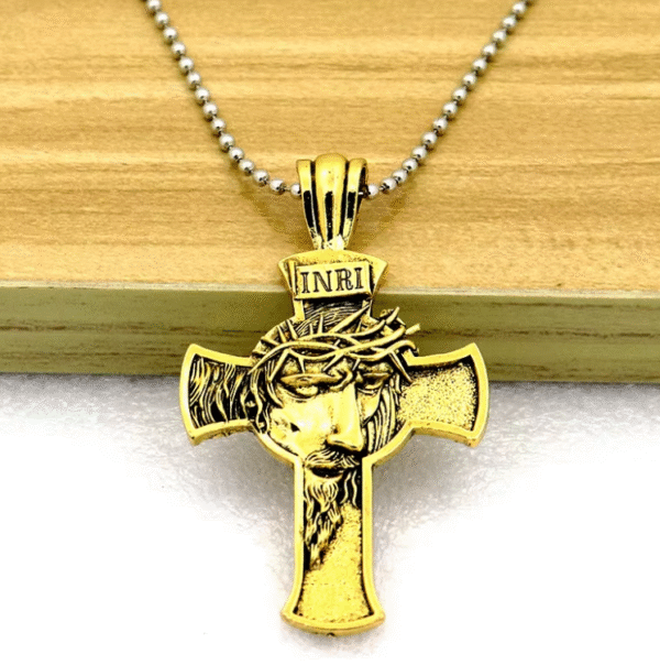 KOMI Vintage Figure Crucifix Pendant Necklace Keychain Jewelry Set Image Cross Religious Craft Gifts Car Accessories