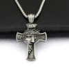 KOMI Vintage Figure Crucifix Pendant Necklace Keychain Jewelry Set Image Cross Religious Craft Gifts Car Accessories