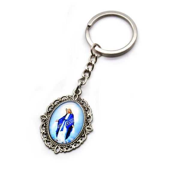 KOMI New Glass Madonna Religious Cross Keychain Hanging Ring Accessories