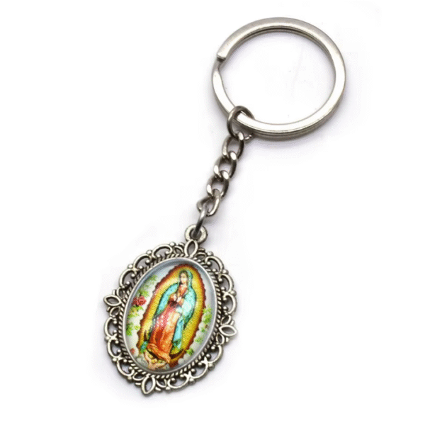 KOMI New Glass Madonna Religious Cross Keychain Hanging Ring Accessories