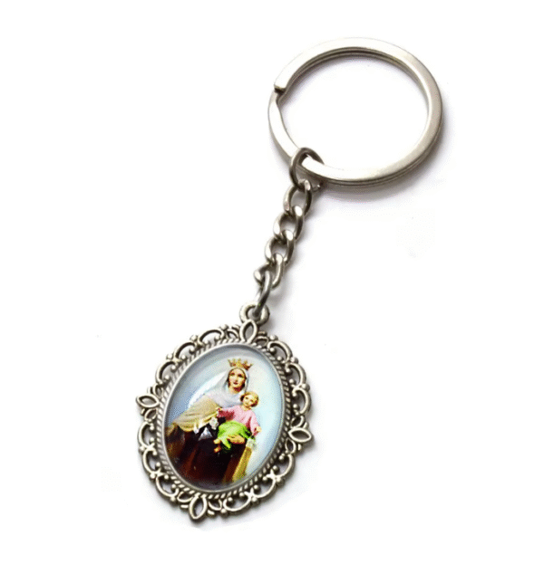 KOMI New Glass Madonna Religious Cross Keychain Hanging Ring Accessories