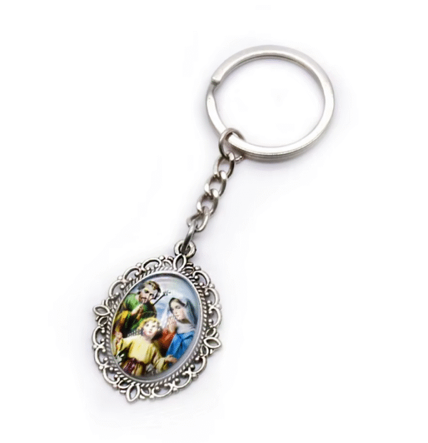 KOMI New Glass Madonna Religious Cross Keychain Hanging Ring Accessories