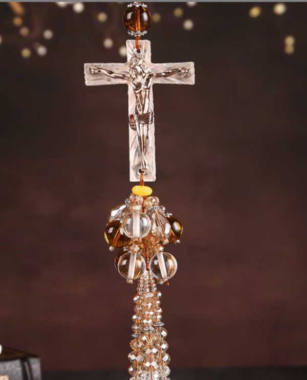企业微信截图_20250823151002 Komi Crystal Cross Car Pendant Car Interior Hanging Ornament Religious Pendant