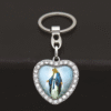 New Love Inlaid Crystal Diamond Alloy Car Saint Pattern Keychain Bag Pendant Cross Religious Keychain