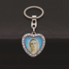New Love Inlaid Crystal Diamond Alloy Car Saint Pattern Keychain Bag Pendant Cross Religious Keychain