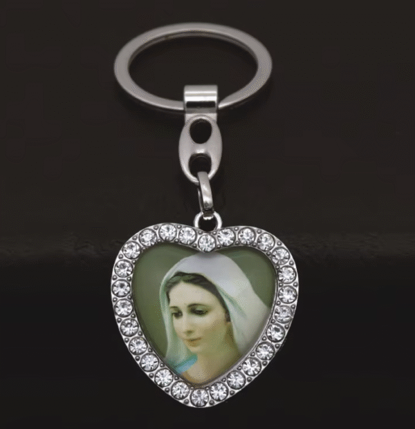 New Love Inlaid Crystal Diamond Alloy Car Saint Pattern Keychain Bag Pendant Cross Religious Keychain