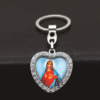 New Love Inlaid Crystal Diamond Alloy Car Saint Pattern Keychain Bag Pendant Cross Religious Keychain