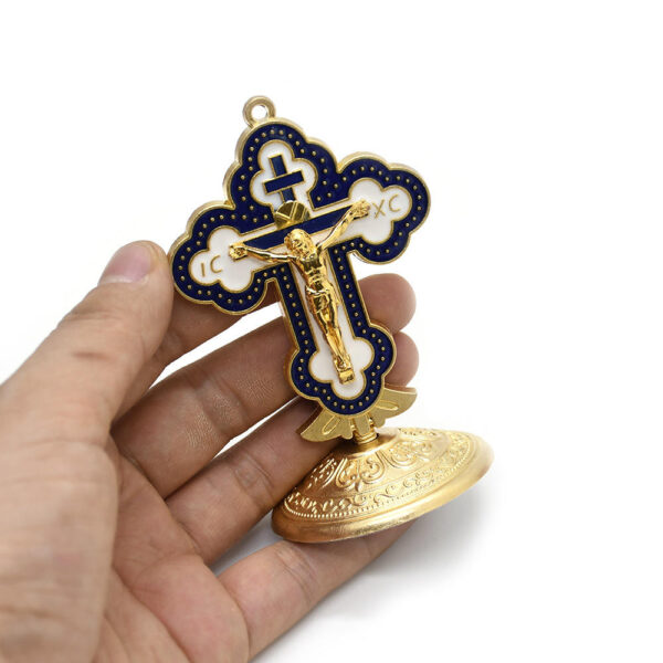 Dreamwork Wall Table Gold Metal Cross Crucifix Standing Jesus Cross Decoration for Home Office Church Christian Crafts Gifts