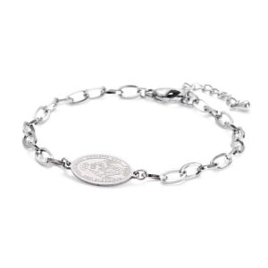 KOMI 2024 New Virgin Mary Stainless Steel Bracelet Shaped Cross with Geometric Paper Clips Bracelet