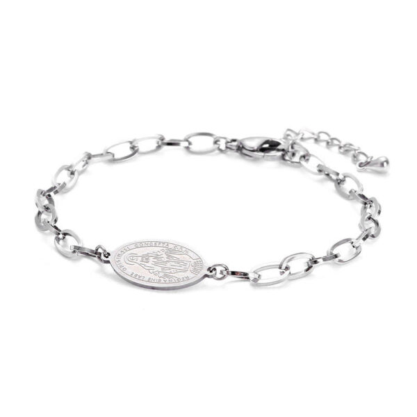 KOMI 2024 New Virgin Mary Stainless Steel Bracelet Shaped Cross with Geometric Paper Clips Bracelet
