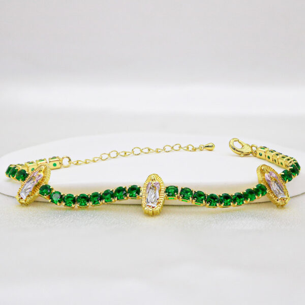 KOMI 14K Gold Plated Cubic Zirconia Dainty Tennis Bracelet Zircon Virgin Mary Bracelet for Women Gold Bracelets Bangle for Women