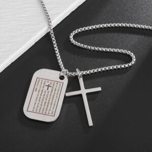 "KOMI Titanium Steel Jewelry Stainless Steel Hangtag Cross Pendant Necklace for Men Cross Necklace for Boys Gift "