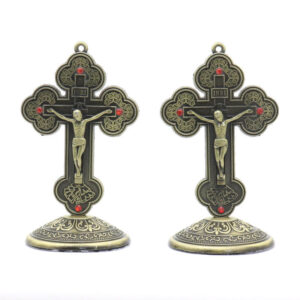 Metal Cross Crucifix Catholic Christian Bitter Catholic Jesus Eastern Orthodox Church Apostle Home Car Retro Religious Ornament