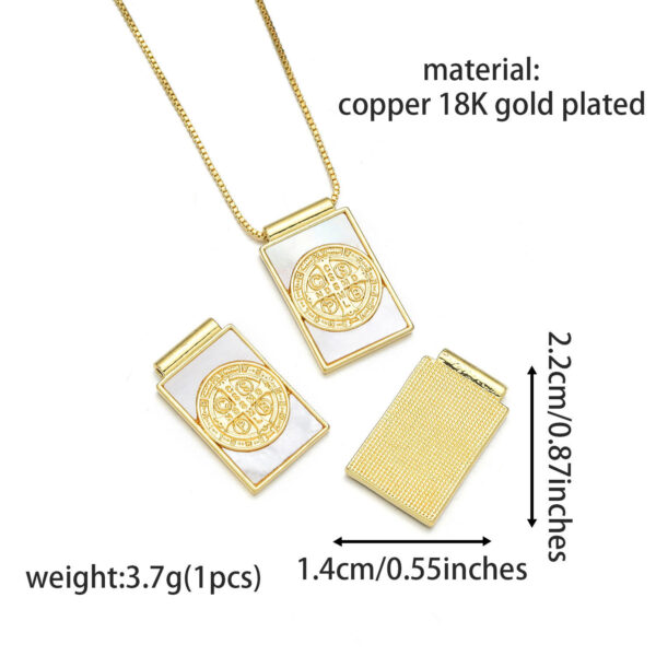 10bd936b88414c052cd12095ac3b024b_H4587565bfcc645c9af001989a7a9c98b7_avif=close&webp=close KOMI Natural Shell Copper Plated 18k Square Virgin Mary Cross Pendant Necklace