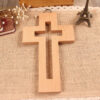 KOMI Hand Hold Beech Wood Cross Wall Hanging Wooden Cross Religious Spiritual Hollow Cross for Church Decoration Crafts Gifts