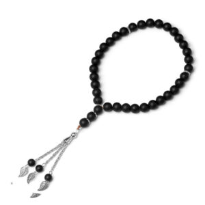 KOMI 10mm Muslim Tasbih Prayer Beads Bracelet 33pcs Black Frosted Crystal Beads Rosary Bracelets for Islamic Prayer Jewelry Gift