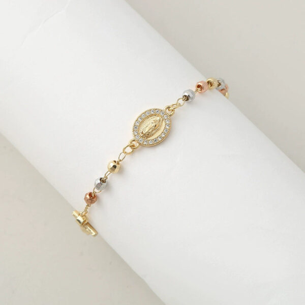 KOMI Cross Charm Bracelets Jesus Cross Saint Benedict Virgin Mary Medal Charms Ball Beaded Link Chain Bracelet for Women Jewelry