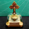 KOMI 2024 New Solar Rotating Base Catholic Cross Alloy Diamond-encrusted Car Ornament