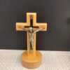Religious Christian Standing Table Wooden Crucifix Cross Decoration Crafts for Baptism Birthday Home Church Decor Gifts
