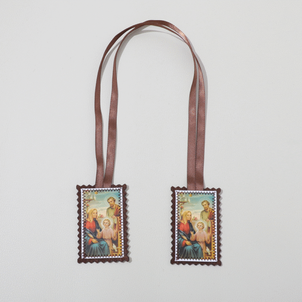 155cd96237e8a6697fc5bbb5d957dec3_Ha21cfdc9642141c9896083da1c878a67N_avif=close&webp=close Customized Handmade Fabric Scapula Religious Saint Figure Pattern Brown Rope Double Pendant Scapula Medallion Jewelry