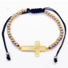 KOMI 2024 New 4mm Gold Steel Rose Three Color Beaded Hand Rope Stainless Steel Straight Bead Diy Braided Rope Bracelet
