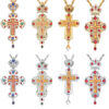KOMI Fashion Large Rhinestone Crown Jesus Cross Pendant Necklaces Long Chain Necklaces for Women Wedding Birthday Gifts