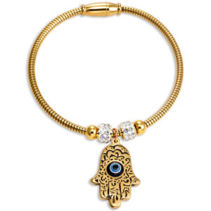 Komi 18K Stainless Steel Eye Bracelet Titanium Steel Turkish Islamic Religious Fatimid Hand Bracelet