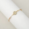 KOMI Cross Charm Bracelets Jesus Cross Saint Benedict Virgin Mary Medal Charms Ball Beaded Link Chain Bracelet for Women Jewelry