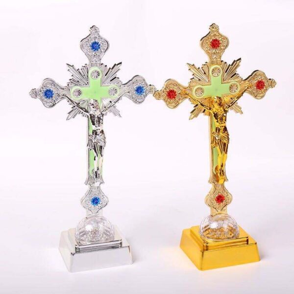 2024 Hot Religious LED Cross Jesus Lamp Decoration Ornaments Bedroom Lamps Plastic Crafts