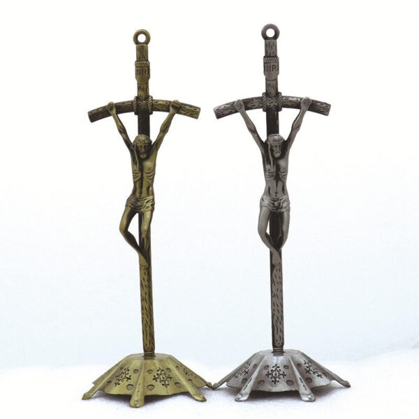 KOMI Home Decorations Collection Table Standing Wall Hanging Metal Crucifix Cross Ornament for Office Pub Restaurant Decor Gifts