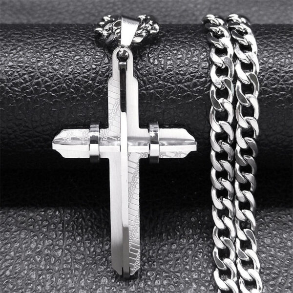 KOMI Hot Sale Classic Creative Cross Pendant Stainless Steel Men's Religious Necklace