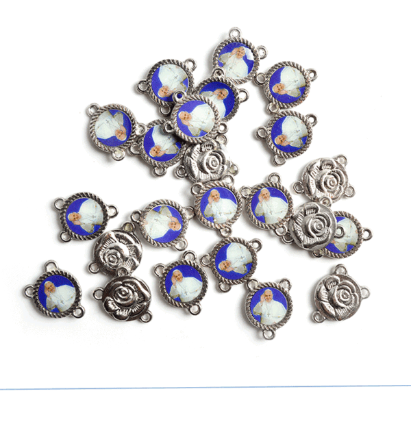 Rose Pendant Medallion Accessories Jesus Wooden Triangle Accessories Catholic Charm Religious Prayer Rosary DIY Manual Connector