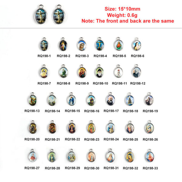 KOMI Drip Oil Stickers Religious Figures Jewelry Accessories Metal Charm Pendant for Prayer Rosary Necklace Bracelet Hanging