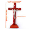 Christian Family Pray Wooden Cross Silver Metal Jesus Crucifix Standing Decoration Ornament Cross