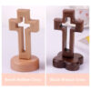 KOMI Carved Beech Wood Cross Crafts Gifts for Church Table Decor Black Walnut Wooden Cross for Easter Ornaments Home Decoration
