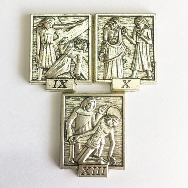 KOMI Mixed Set of 15PCS Large Jesus Geometric Square Figurines Sets in Antique Silver for Religious Jewelry Accessories Matching
