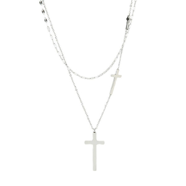 310a2174b4bd485912b62f59429bda9a_H8af5db257d1441558d47d686c972d924i_avif=close&webp=close KOMI 18K Cross Charms Titanium Steel Necklace Women's Fashion 316L Stainless Steel Double Chain Necklace with Cross Pendants