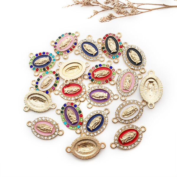 Komi Madonna Pendant 16X20mm Drip Oil Double Hole Bracelet Accessory Earrings Creative Diy Bracelet Necklace Pendant