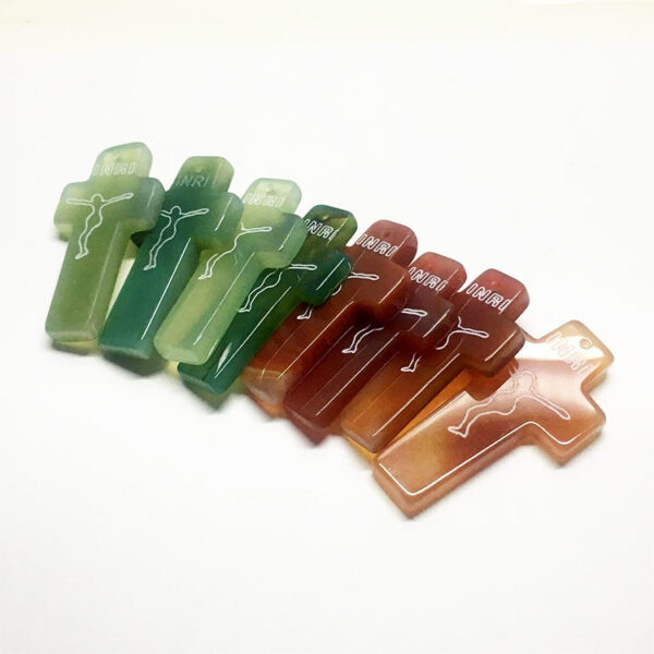 Komi 5cm Carved Agate Cross Pendant Necklace Accessories DIY Jewelry