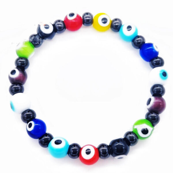 KOMI Stainless Steel Beaded Bracelet Glass Eye Bead Bracelet Diy Stretch Rope Bracelet