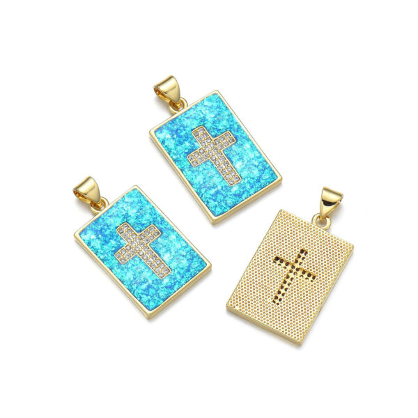 Zirconia Cross Pendant Necklace Accessory Collar Chain in Various Colors Square-Shaped Unique and Individual Ins Style Accessory