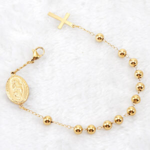 Religious Stainless Steel Rosary Bracelet Men's and Women's Cross-border Hot Selling Titanium Steel Santa Maria Bracelet