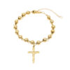 Gold Stainless Steel Cross Jesus Jewelry Rosary Jesus Gilded Hip Hop Religious Bead Bracelets