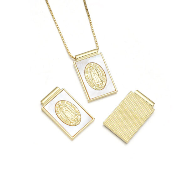 4670a7b9cf82626000f417839aecc704_H9859d15b3445408ebacf4697f72547c1g_avif=close&webp=close KOMI Natural Shell Copper Plated 18k Square Virgin Mary Cross Pendant Necklace