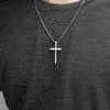 Titanium Steel Cross Necklace Glossy Men and Women Wear Stainless Steel Sweater Chain Prayer Religious Jewelry Gift