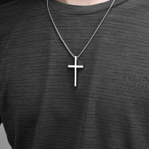 Titanium Steel Cross Necklace Glossy Men and Women Wear Stainless Steel Sweater Chain Prayer Religious Jewelry Gift