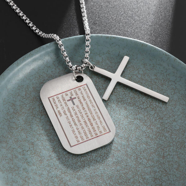 479d2e1f4571ca23459d498f94d392a9_H0b692e9d80384ef39c9d9b032e7fca89o_avif=close&webp=close "KOMI Titanium Steel Jewelry Stainless Steel Hangtag Cross Pendant Necklace for Men Cross Necklace for Boys Gift "