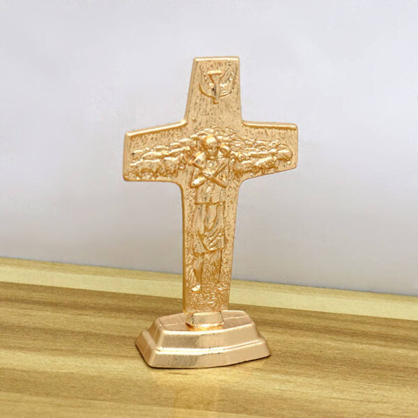 KOMI Home Decorations Collection Vintage Gold/Silver Metal Cross Table Ornaments for Souvenirs Business Birthday Craft Gift