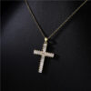 2024 High Quality Diamond Christian Religion Jewelry Gold Plated Stainless Steel Chain Micro Pave Cross Pendant Necklace
